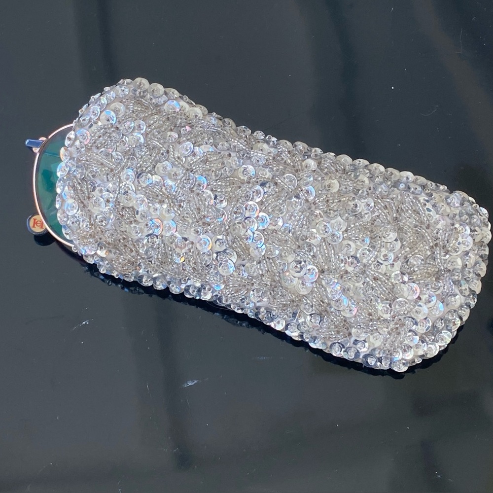 Stunning Vtg Eyeglass Holder. Sequin & 
Bead. British Crown Colony Of HK